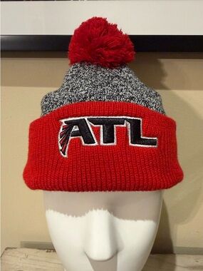 Atlanta Falcons '47 Brand Pom Beanie Hat - Grey Red ATL Logo NFL